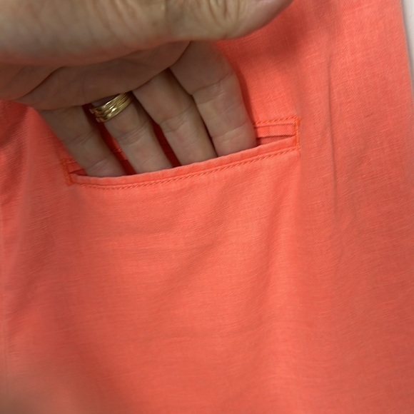 APT. 9 Linen shorts, Orange colored, 4 pockets Has slits on sides,  size 4 - Picture 3 of 9